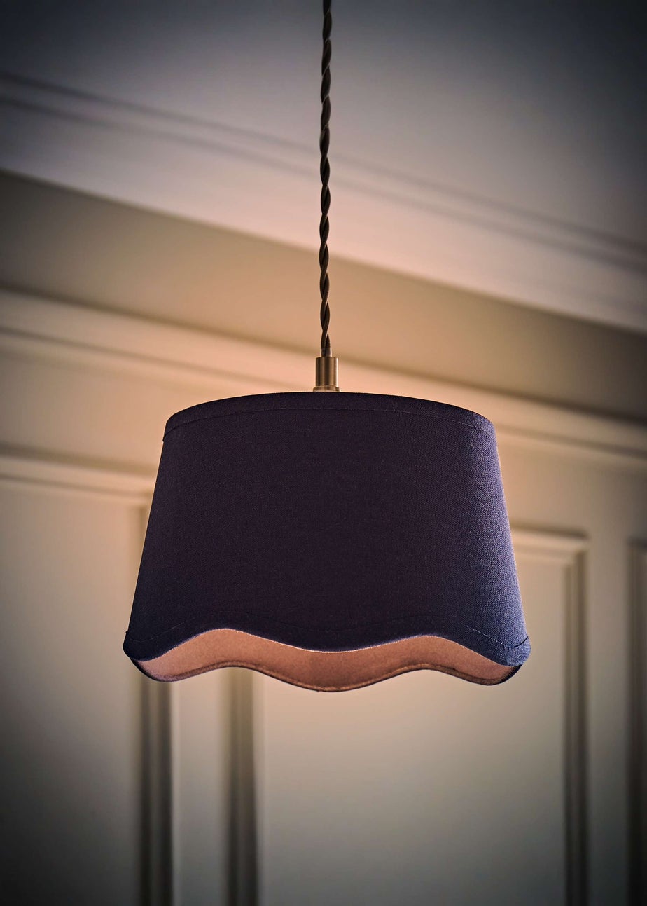ValueLights Mabel Small Scalloped Navy Easy Fit Lampshade