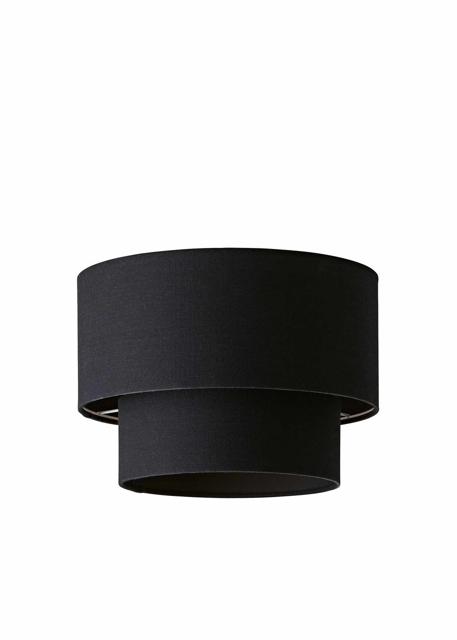 ValueLights Jodie Two Tier  Black Linen Easy Fit Lampshade