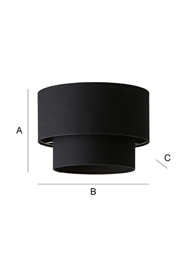 ValueLights Jodie Two Tier  Black Linen Easy Fit Lampshade