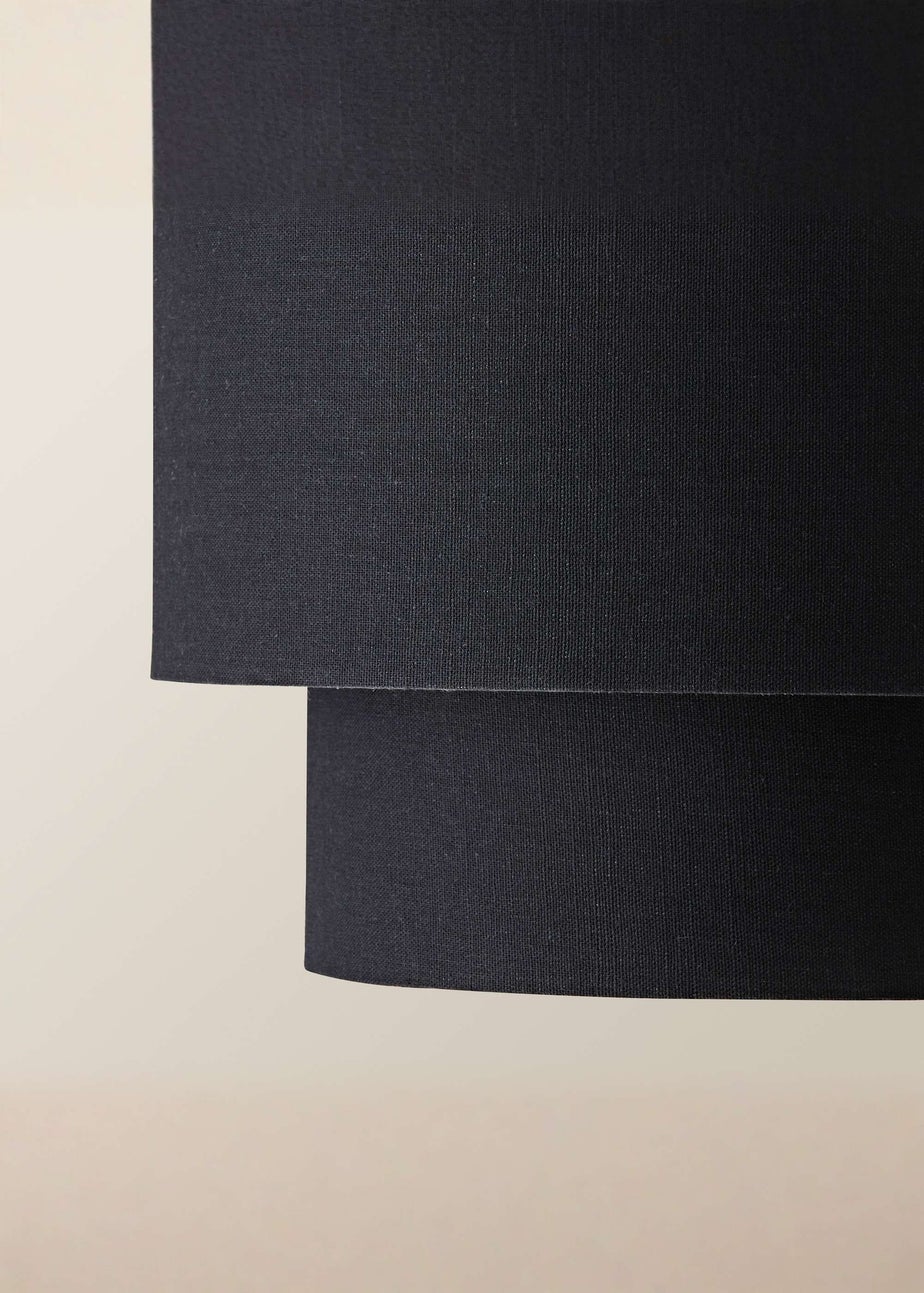 ValueLights Jodie Two Tier  Black Linen Easy Fit Lampshade