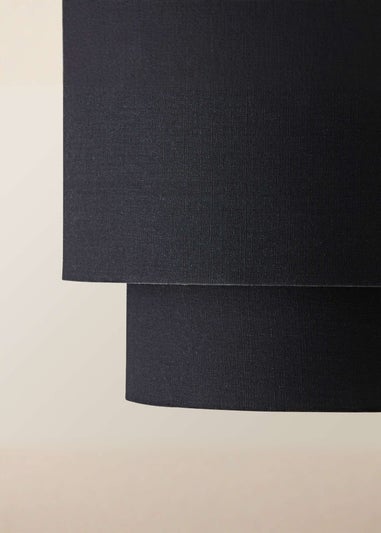 ValueLights Jodie Two Tier  Black Linen Easy Fit Lampshade