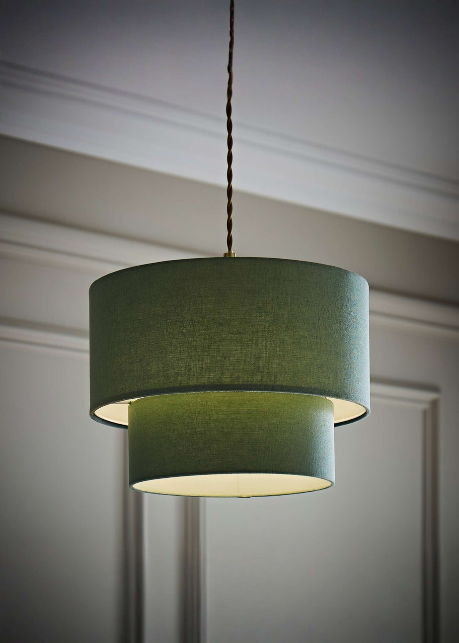 ValueLights Jodie Two Tier Sage Linen Easy Fit Lampshade