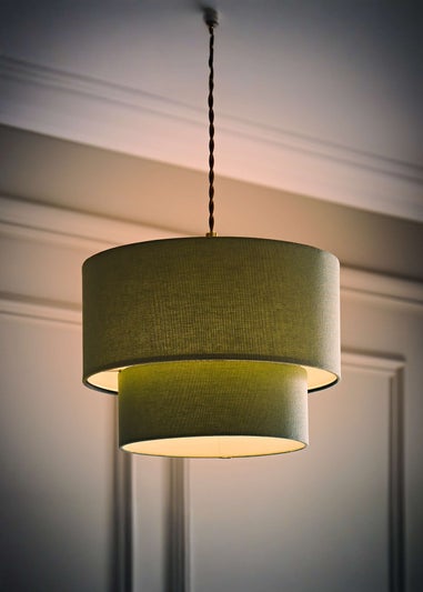 ValueLights Jodie Two Tier Sage Linen Easy Fit Lampshade