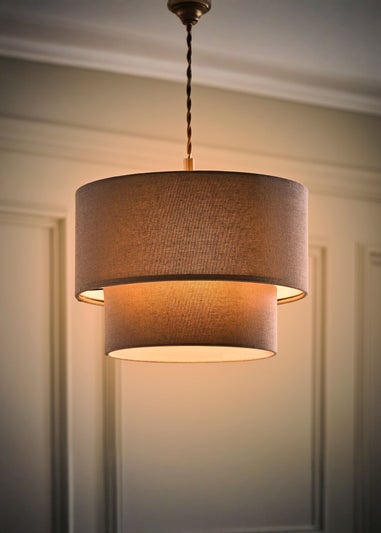 ValueLights Jodie Two Tier Grey Linen Easy Fit Lampshade