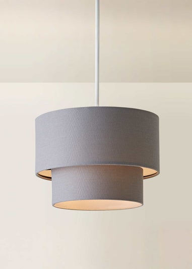 ValueLights Jodie Two Tier Grey Linen Easy Fit Lampshade