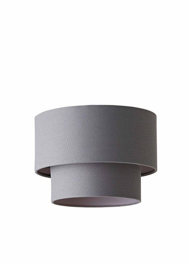 ValueLights Jodie Two Tier Grey Linen Easy Fit Lampshade