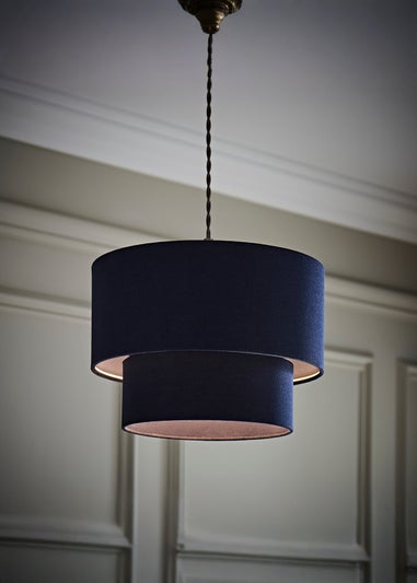 ValueLights Jodie Two Tier Navy Linen Easy Fit Lampshade