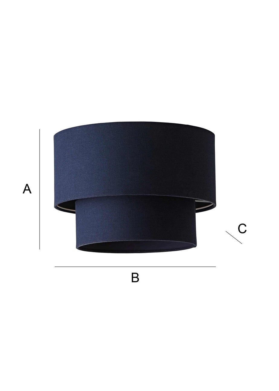 ValueLights Jodie Two Tier Navy Linen Easy Fit Lampshade