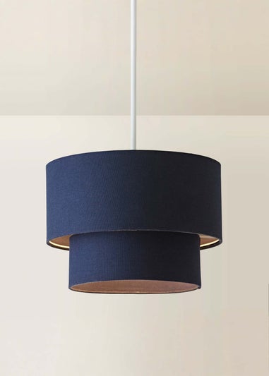 ValueLights Jodie Two Tier Navy Linen Easy Fit Lampshade