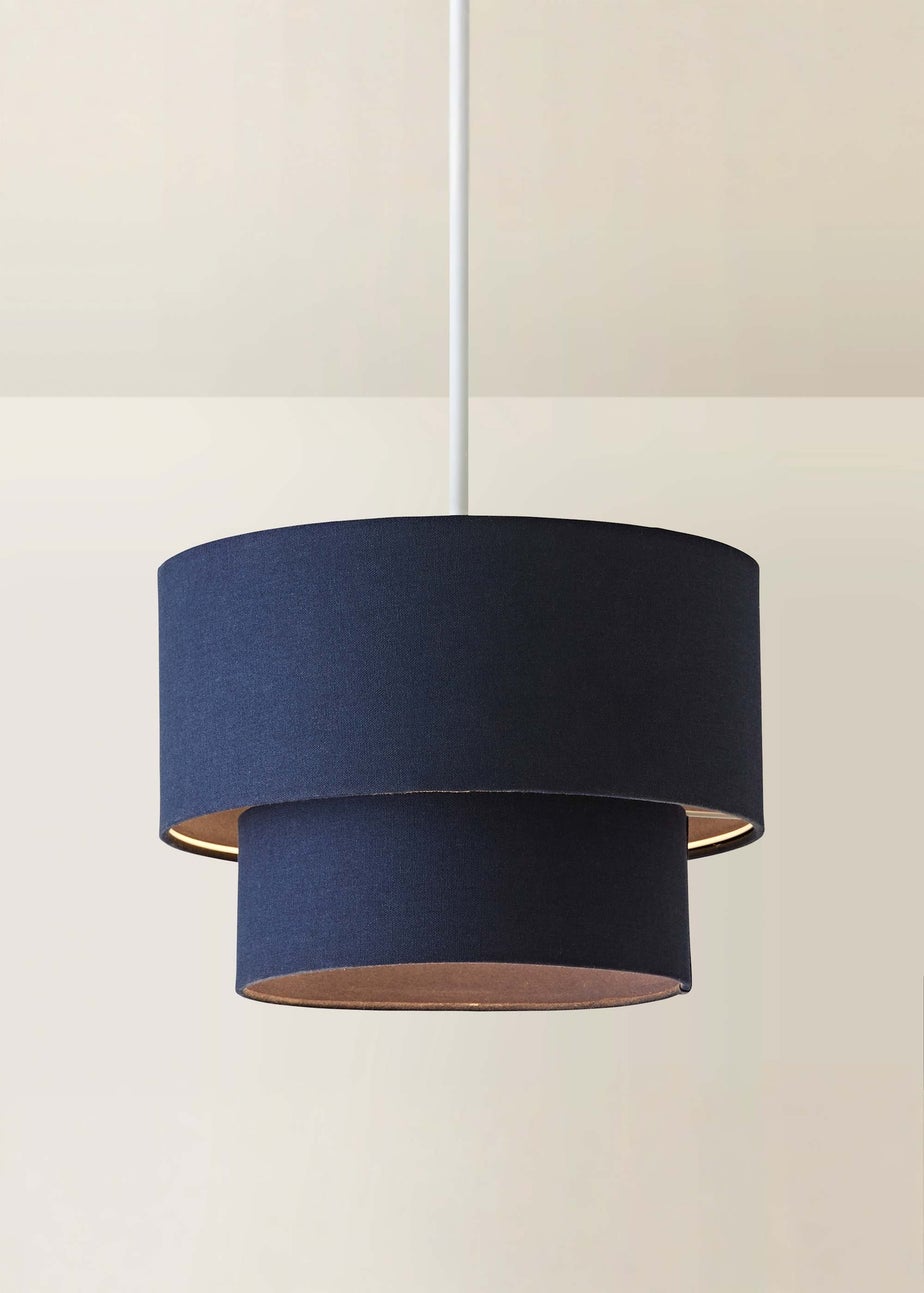 ValueLights Jodie Two Tier Navy Linen Easy Fit Lampshade