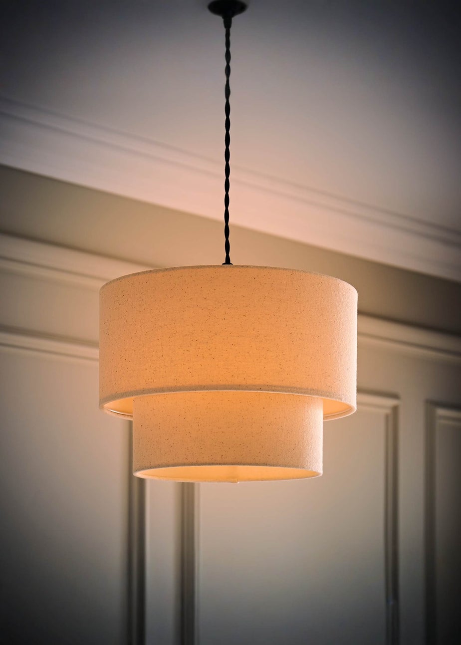 ValueLights Jodie Two Tier Natural Linen Easy Fit Lampshade