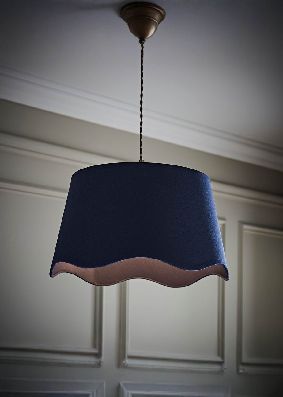 ValueLights Mabel Large Scalloped Navy Easy Fit Lampshade