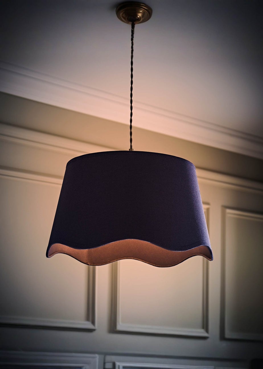 ValueLights Mabel Large Scalloped Navy Easy Fit Lampshade