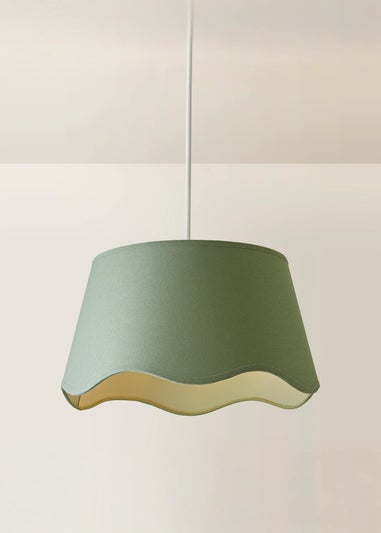 ValueLights Mabel Large Scalloped Sage Green Easy Fit Lampshade