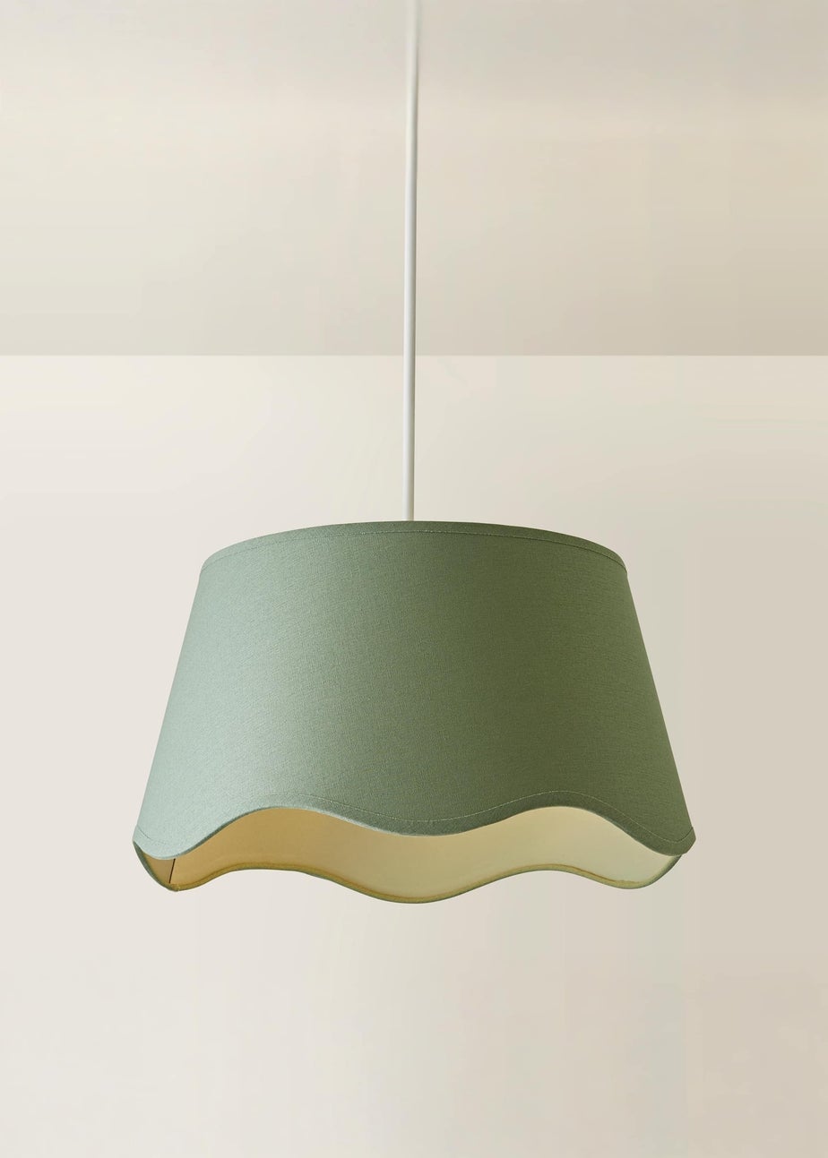 ValueLights Mabel Large Scalloped Sage Green Easy Fit Lampshade