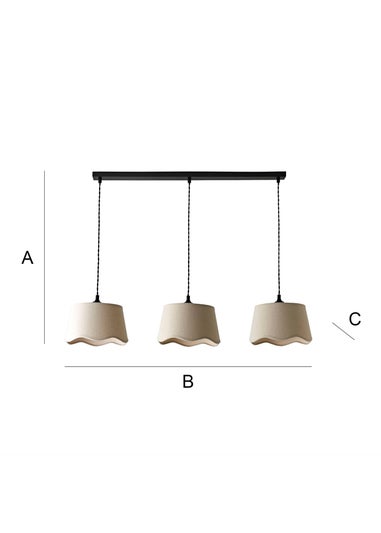 ValueLights Mabel 3 Drop Bar Ceiling Light with Scalloped Lampshades