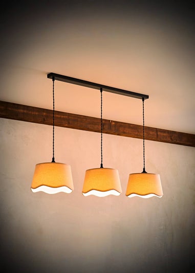 ValueLights Mabel 3 Drop Bar Ceiling Light with Scalloped Lampshades