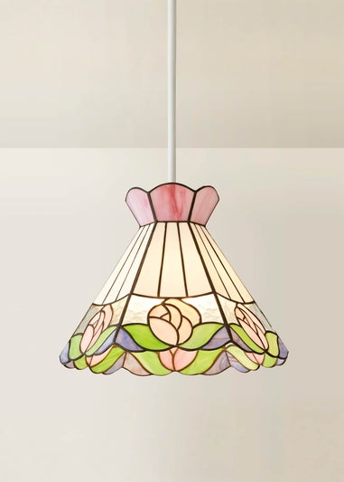 ValueLights Evelyn Tiffany Rose Glass Easy Fit Lampshade