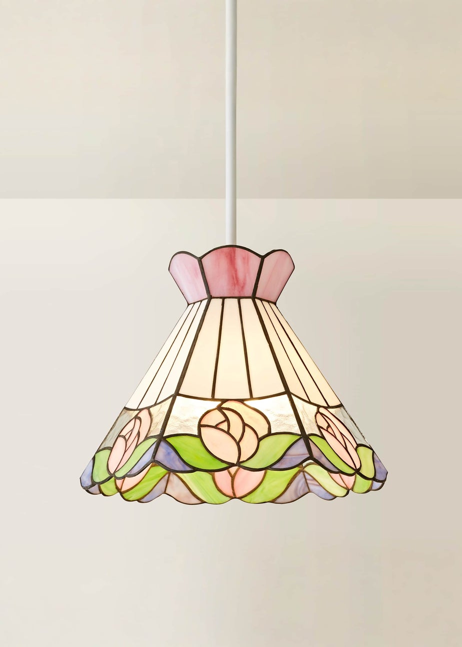 ValueLights Evelyn Tiffany Rose Glass Easy Fit Lampshade