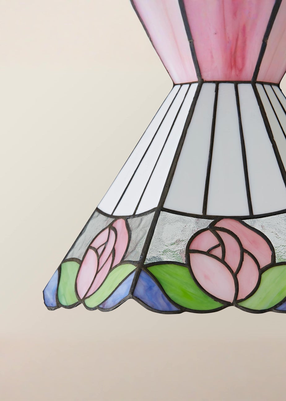 ValueLights Evelyn Tiffany Rose Glass Easy Fit Lampshade