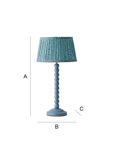 ValueLights Powder Blue Bobbin Table Lamp with Leaf Pleated Lampshade