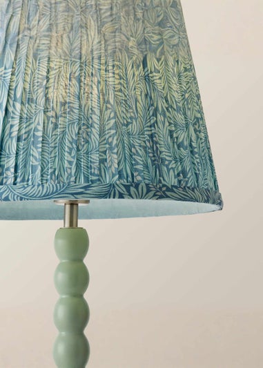 ValueLights Sage Green Bobbin Table Lamp with Leaf Pleated Lampshade