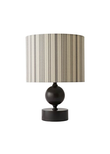 ValueLights Anthony Candlestick Table Lamp with Linen Stripe Lampshade