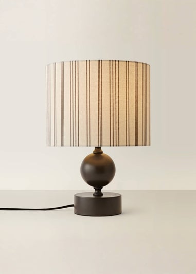 ValueLights Anthony Candlestick Table Lamp with Linen Stripe Lampshade