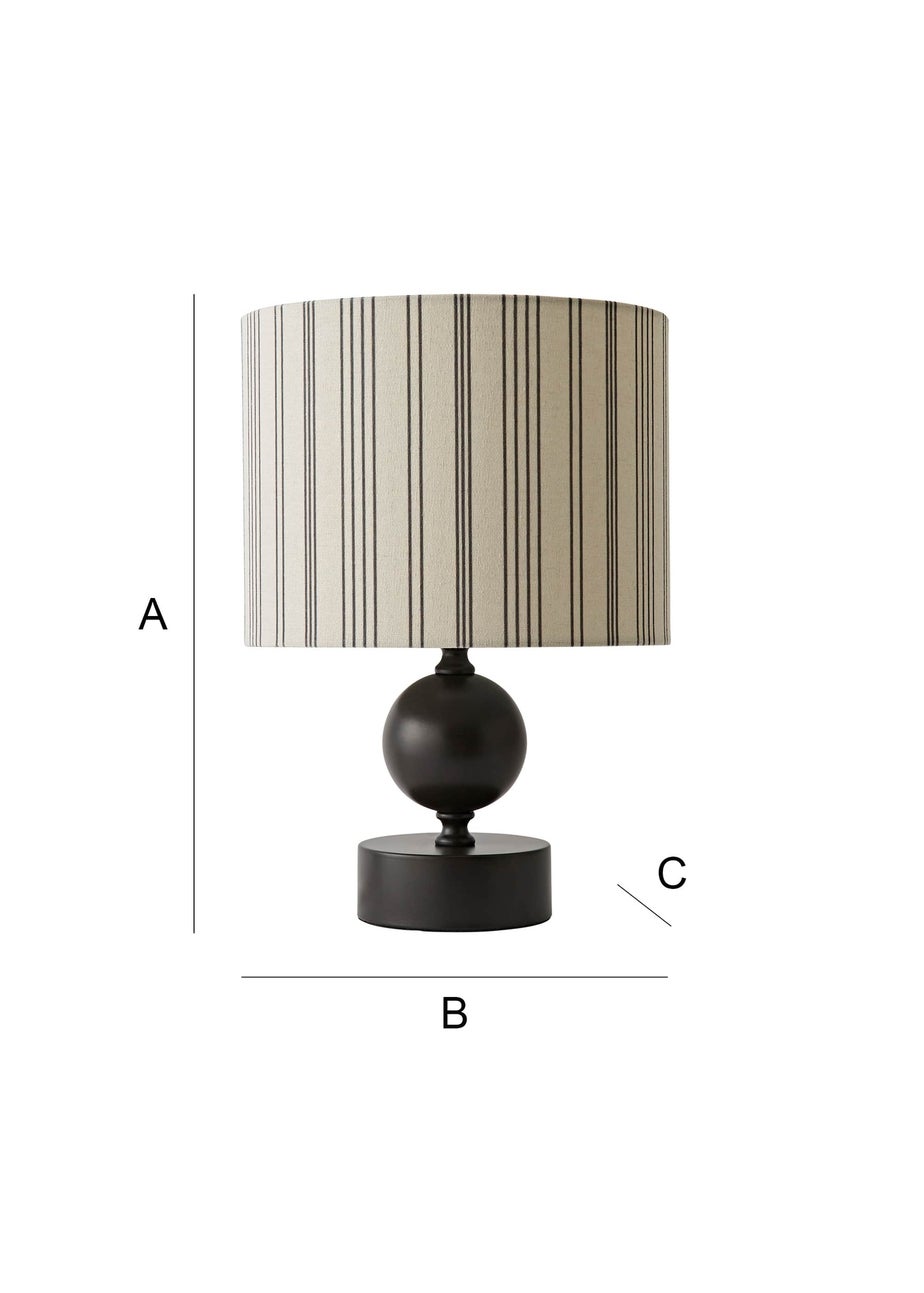 ValueLights Anthony Candlestick Table Lamp with Linen Stripe Lampshade