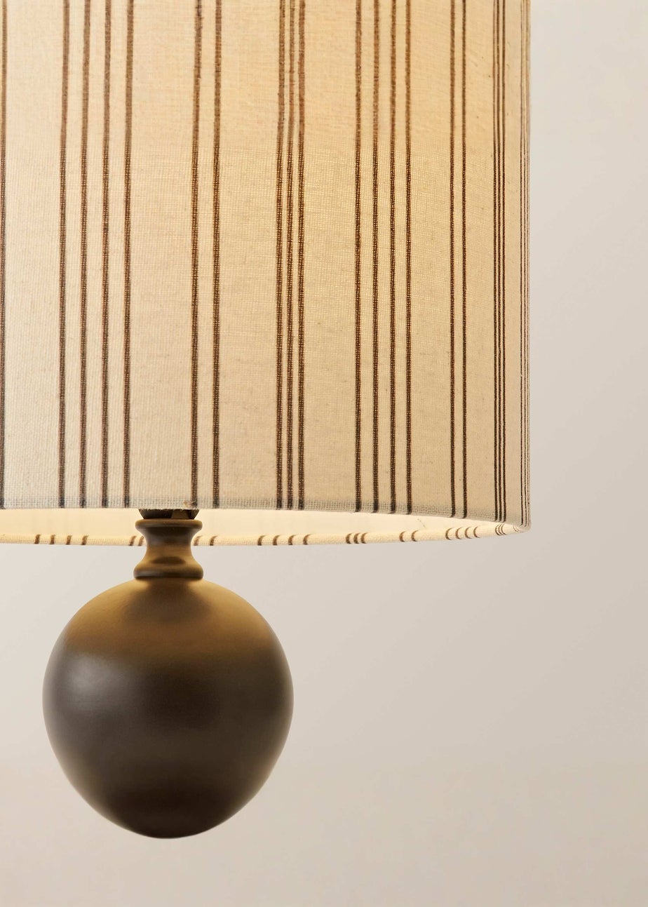 ValueLights Anthony Candlestick Table Lamp with Linen Stripe Lampshade