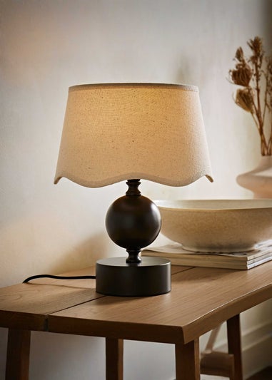 ValueLights Anthony Candlestick Table Lamp with Scallop Trim Lampshade