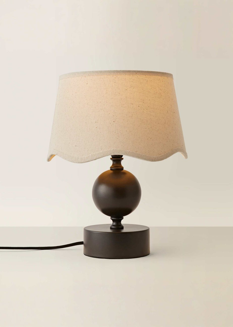 ValueLights Anthony Candlestick Table Lamp with Scallop Trim Lampshade