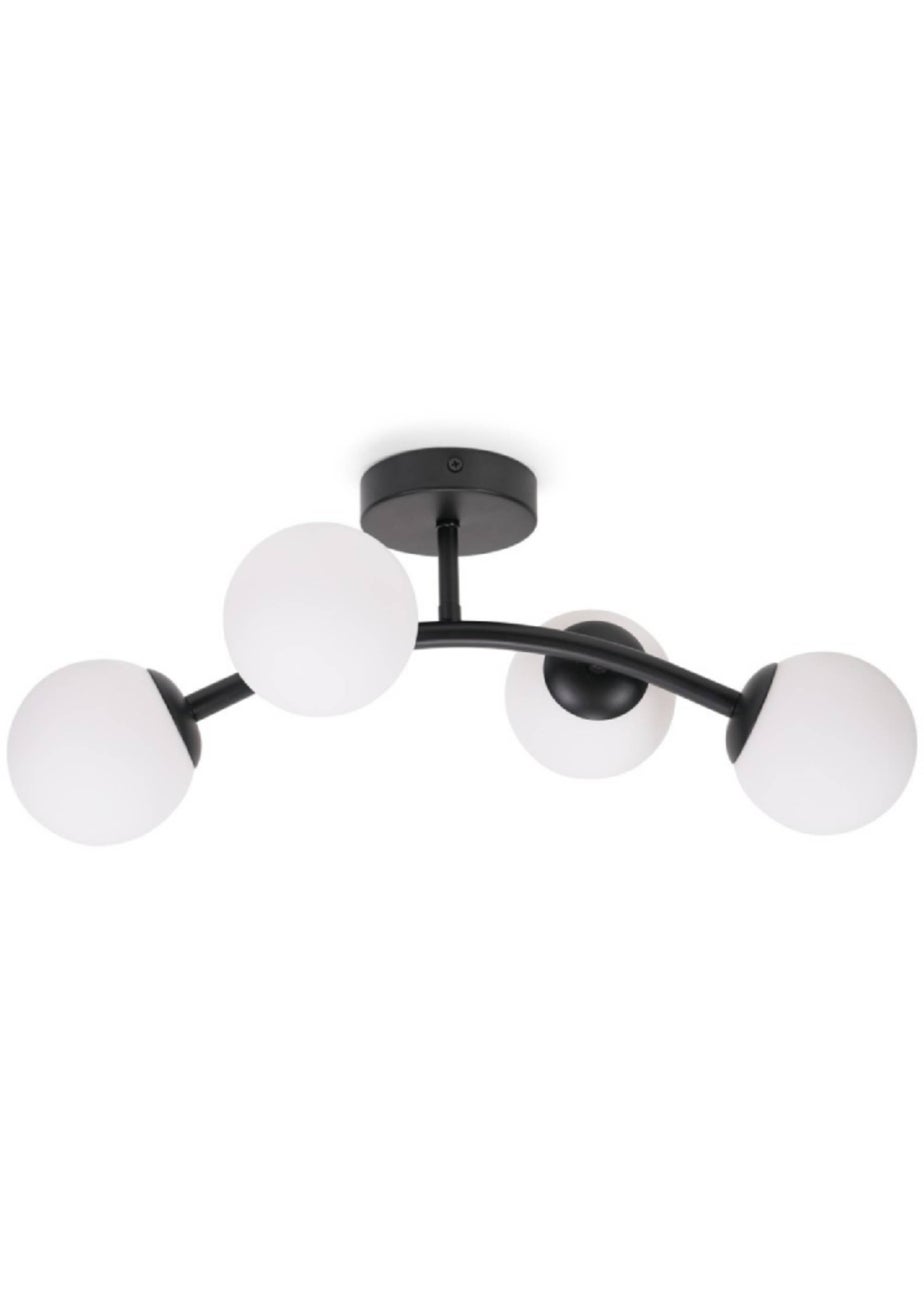 ValueLights Jas  Black Semi-Flush Light with White Globe Shade (20cm x 22cm x 48cm)
