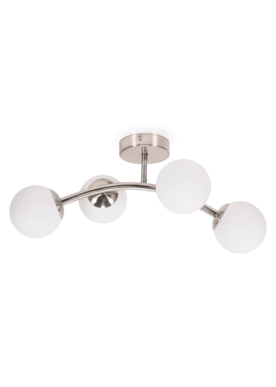 ValueLights Jas Brushed Semi-Flush Light with White Globe Shade (20cm x 22cm x 48cm)