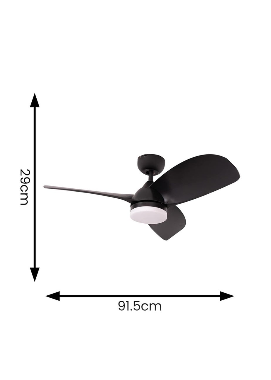 ValueLights 36 Inch Black Ceiling Fan with Remote Control Integrated LED