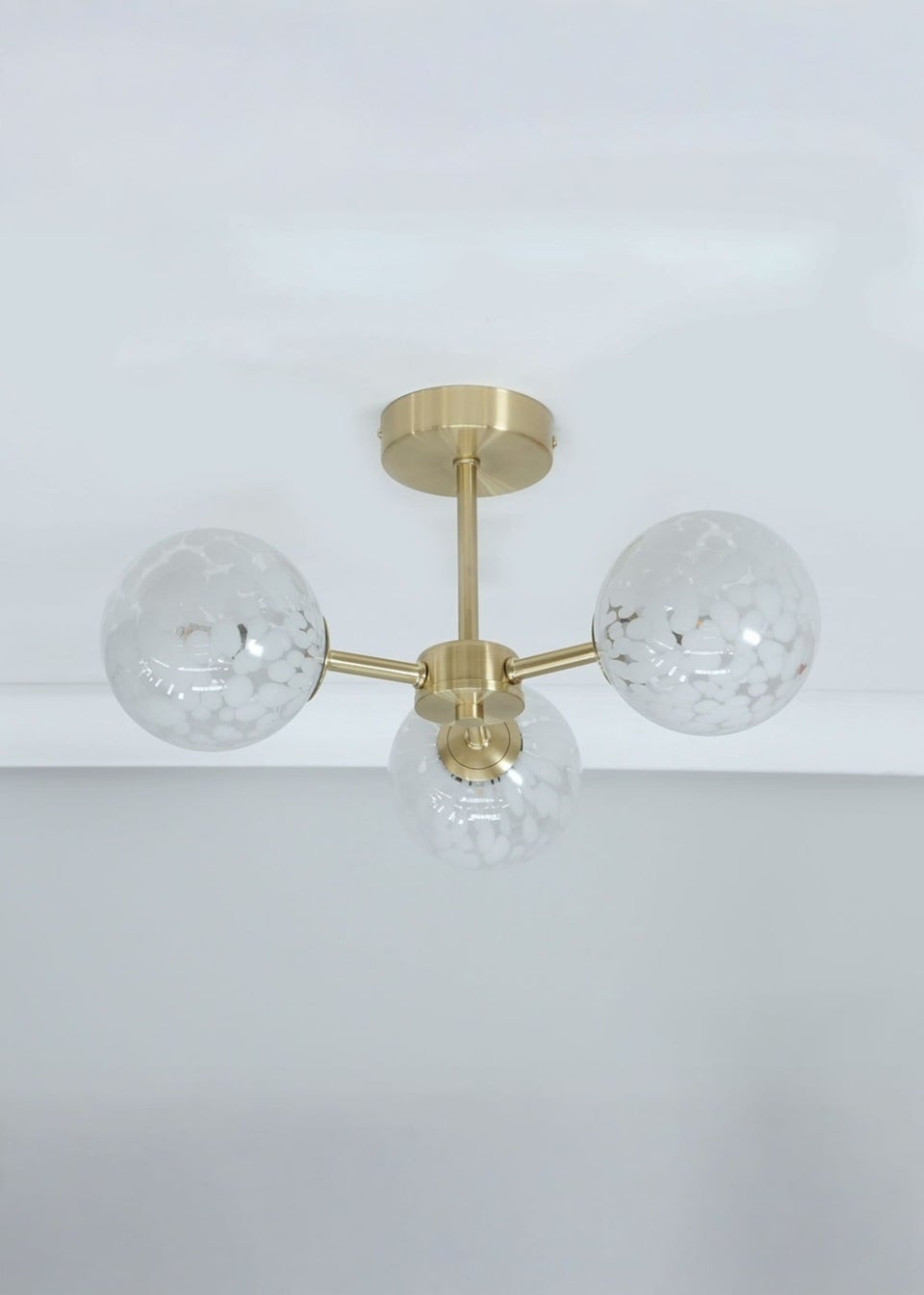 ValueLights India Brushed Gold Ceiling Light with White Globe Shades