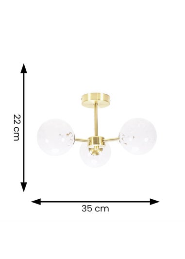 ValueLights India Brushed Gold Ceiling Light with White Globe Shades