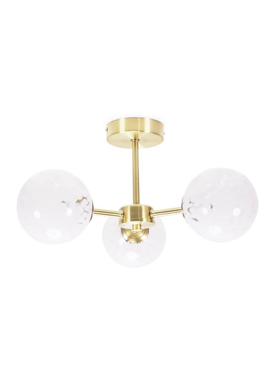 ValueLights India Brushed Gold Ceiling Light with White Globe Shades