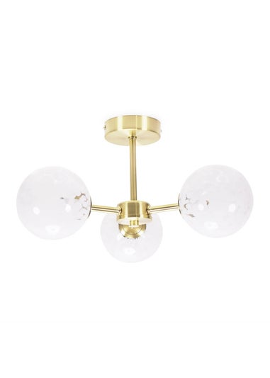 ValueLights India Brushed Gold Ceiling Light with White Globe Shades