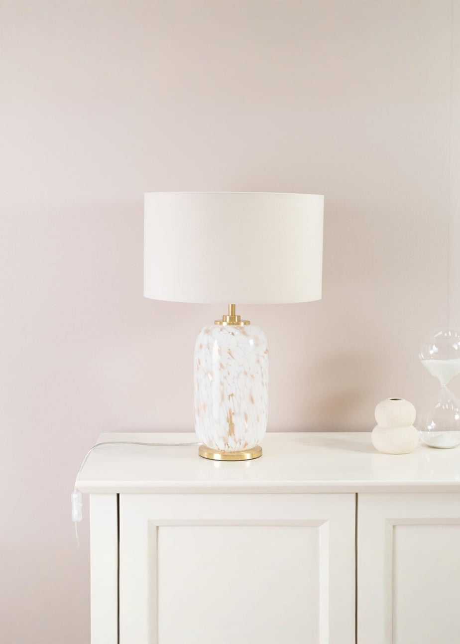 ValueLights India Confetti Glass Table Lamp with Natural Lampshade