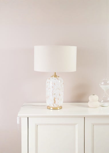 ValueLights India Confetti Glass Table Lamp with Natural Lampshade
