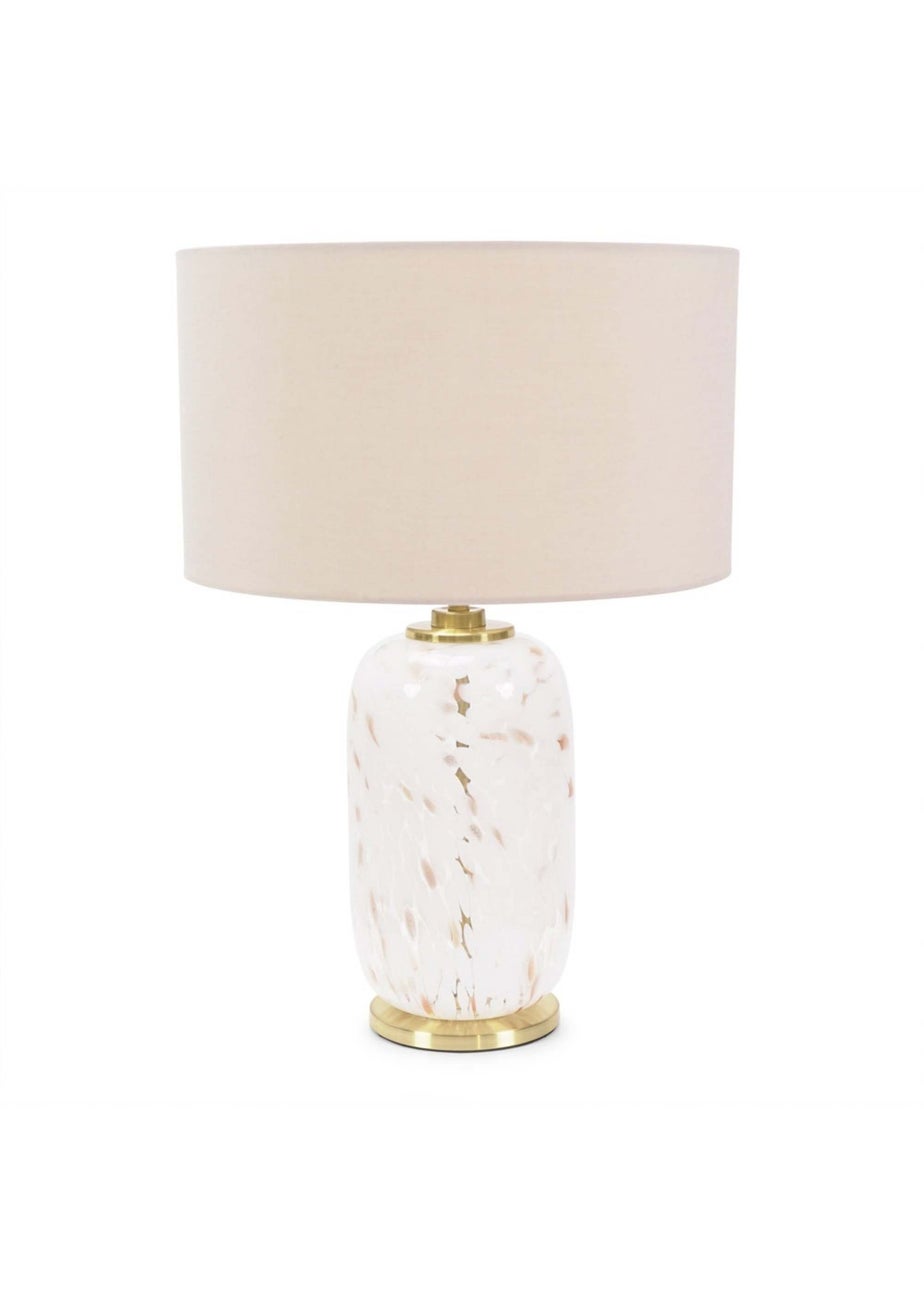 ValueLights India Confetti Glass Table Lamp with Natural Lampshade