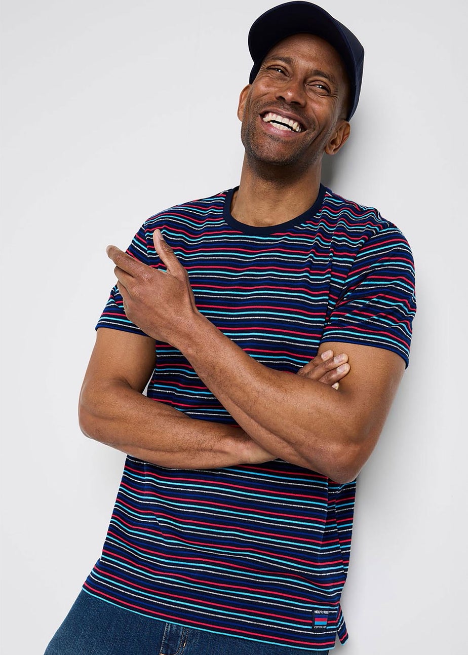 Cotton Traders Navy Help For Heros Short Sleeve Textured T-Shirt