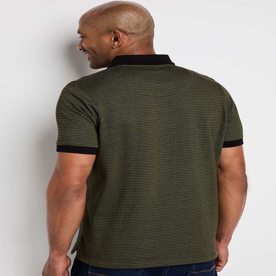 Cotton Traders Deep Fern Signature Short Sleeve Jacquard Polo Shirt