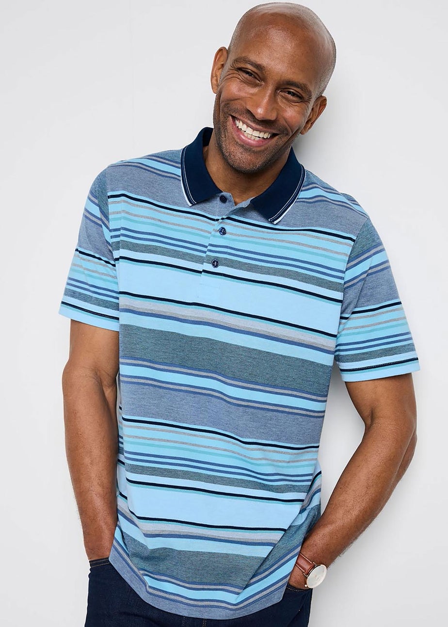 Cotton Traders Ink Signature Short Sleeve Variated Stripe Polo Shirt