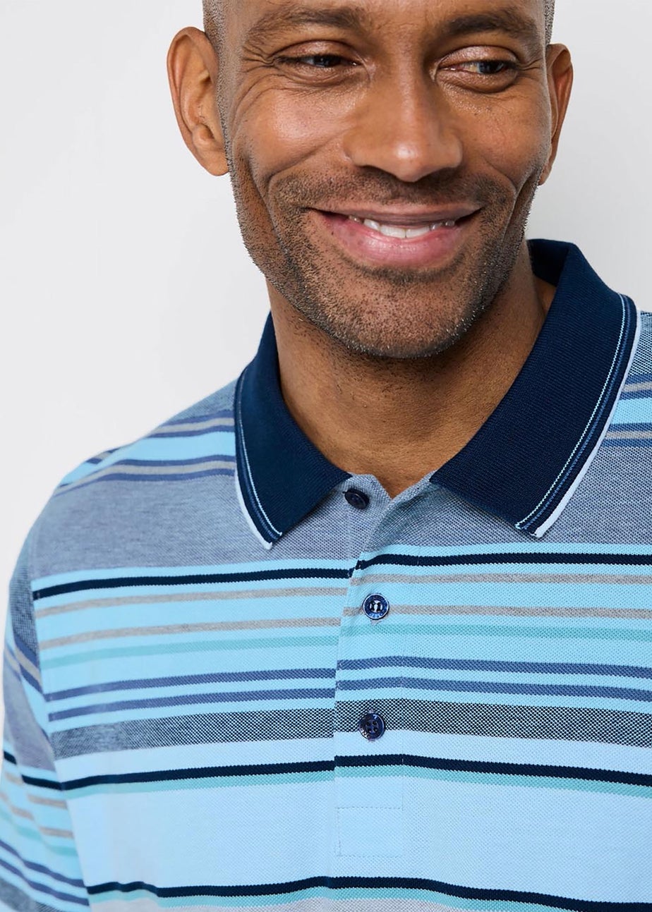 Cotton Traders Ink Signature Short Sleeve Variated Stripe Polo Shirt