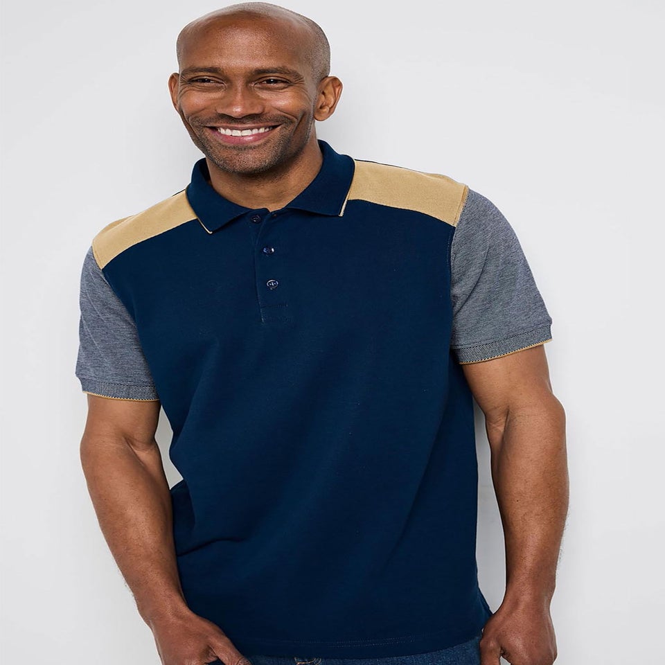 Cotton Traders Ink Signature Short Sleeve Panelled Polo Shirt