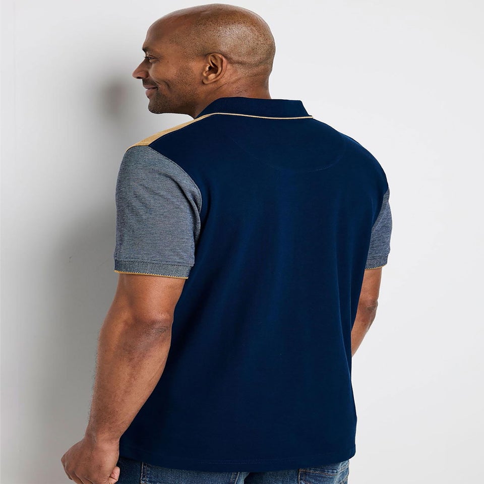 Cotton Traders Ink Signature Short Sleeve Panelled Polo Shirt