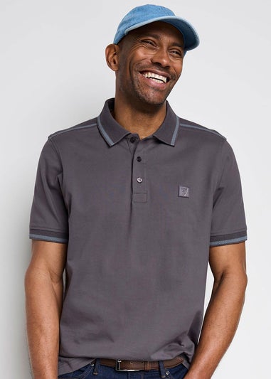 Cotton Traders Washed Charcoal Guinness Short Sleeve Shoulder Panel Polo Shirt