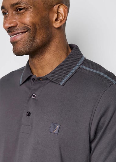 Cotton Traders Washed Charcoal Guinness Short Sleeve Shoulder Panel Polo Shirt